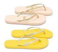 OZABI - Pack de 2 pares de chanclas para mujer con brillo, Mbs01954 - Gris pardo, color amarillo, 38/39 EU