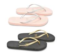 OZABI - Pack de 2 pares de chanclas para mujer con brillo, Mbs01954 Negro Rosa, 40/41 EU