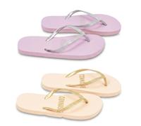 OZABI - Pack de 2 pares de chanclas para mujer con brillo, Mbs01954 Púrpura Beige, 40/41 EU