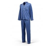 OZABI Pijama Hombre Invierno Polar Atrapado Cuello Camisa - Conjunto Caliente 95% Poliéster 5% Spandex - Top Impreso Bolsillo Bordado & Pantalones Cintura Elástica, C2529 Azul, L