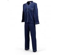 OZABI Pijama Hombre Invierno Polar Atrapado Cuello Camisa - Conjunto Caliente 95% Poliéster 5% Spandex - Top Impreso Bolsillo Bordado & Pantalones Cintura Elástica, C2529 Marina, XL