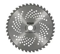 OZAKI - Hoja de 40 dientes para destrozadora - Dientes con punta de carburo - Ancho de corte: 255 mm - Grosor 1,3 mm - Diámetro 25,4 mm