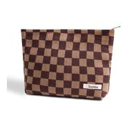 OZAOZ Bolsa de maquillaje para mujer, bolsa de cosméticos de flores con cremallera, bolsa de maquillaje de pana de gran capacidad, organizador de neceser de viaje para mujeres y niñas, Flor-T, Bolsa