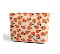 OZAOZ Bolsa de maquillaje para mujer, bolsa de cosméticos de flores con cremallera, bolsa de maquillaje de pana de gran capacidad, organizador de neceser de viaje para mujeres y niñas, Flor-W, Bolsa