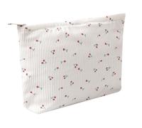 OZAOZ Bolsa de maquillaje para mujer, bolsa de cosméticos de flores con cremallera, bolsa de maquillaje de pana de gran capacidad, organizador de neceser de viaje para mujeres y niñas, flower-c, Bolsa