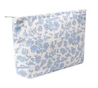 OZAOZ Bolsa de maquillaje para mujer, bolsa de cosméticos de flores con cremallera, bolsa de maquillaje de pana de gran capacidad, organizador de neceser de viaje para mujeres y niñas, Flor-A, Bolsa