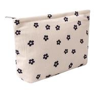 OZAOZ Bolsa de maquillaje para mujer, bolsa de cosméticos de flores con cremallera, bolsa de maquillaje de pana de gran capacidad, organizador de neceser de viaje para mujeres y niñas, Flor-I, Bolsa