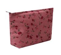 OZAOZ Bolsa de maquillaje para mujer, bolsa de cosméticos de flores con cremallera, bolsa de maquillaje de pana de gran capacidad, organizador de neceser de viaje para mujeres y niñas, Flor-M, Bolsa