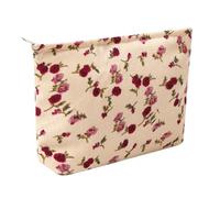 OZAOZ Bolsa de maquillaje para mujer, bolsa de cosméticos de flores con cremallera, bolsa de maquillaje de pana de gran capacidad, organizador de neceser de viaje para mujeres y niñas, Flower-L, Bolsa