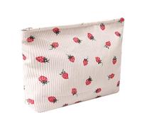 OZAOZ Bolsa de maquillaje para mujer, bolsa de cosméticos de flores con cremallera, bolsa de maquillaje de pana de gran capacidad, organizador de neceser de viaje para mujeres y niñas, Flower-N, Bolsa