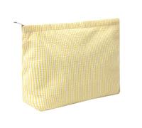 OZAOZ Neceser de maquillaje, neceser de viaje, organizador de lona estética, bolsa con cremallera para mujer, Amarillo, Lindo