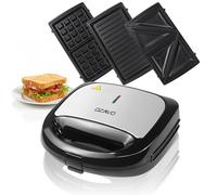 OZAVO Sandwichera 3 en 1, Gofreras eléctricas Parrilla para gofrera bocadillos hamburguesa y Panini Grill - 3 Extraíble placas, 750W