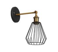 OZBMA Aplique de Pared Industrial Vintage de 1 luz, Estilo Farol Ajustable, con Jaula extraíble, lámpara de Techo, Estilo Loft Americano Retro Country, Acabado en Metal Negro.