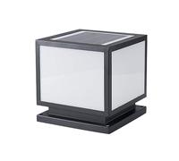 OZBMA Farola de Exterior de Chapa galvanizada Negra, con energía Solar, Cuadrada, para césped, jardín, Garaje, Camino, 3 Luces Ajustables, 25 cm