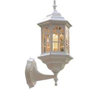 OZBME Aplique de Pared de Aluminio para Exterior, de una luz, con certificación E27 y Pantalla de Vidrio Transparente, homologado por UL, Disponible en Negro y Bronce (Blanco).