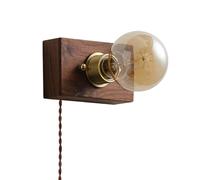 OZBME Aplique de Pared de Madera, iluminación Industrial, Estilo Retro con portalámparas de latón, lámpara de Interior Vintage para Dormitorio, tocador, Sala de Estar y Pasillo, Nogal E27.