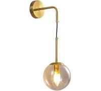 OZBME Aplique de Pared Minimalista con Forma de Globo de Cristal, diseño Creativo de Alambre Colgante con Brazo Curvo, luz Moderna y Ajustable para Dormitorio, Sala de Estar, baño y Pasillo (Blanco)