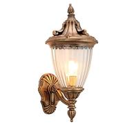 OZBME Farol de Pedestal Europeo Resistente al Agua IP54, E27, con Pantalla de Cristal, Ideal para jardín, balcón, Pasillo, decoración de Villas e iluminación Exterior (Negro 29 cm) (Bronce 23 cm)