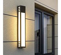 OZBME Faroles de Pared LED para Exteriores, Largos, Modernos, para Villas, Jardines, Patios, Apliques Exteriores (60 x 9 x 7 cm, 18 W, Blanco frío) (80 x 10 x 8 cm, 24 W, Blanco cálido)