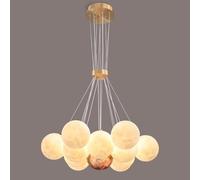 OZBME Lámpara Colgante de araña Redonda Blanca lechosa con Burbujas Decorativas, Compatible con Comedor, impresión 3D, Luna y Planeta, Moderna, Grande (Amarilla, 65 cm)