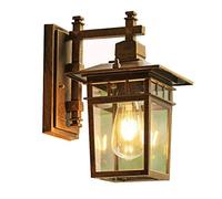 OZBME Lámpara de Pared de Cristal Vintage para Exteriores, lámpara de Pared para jardín, de Aluminio, Estilo Amen, Impermeable, para Pasillo, Villa, balcón, Porche (marrón, 38 x 28,5 cm)