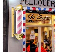 OZBME Letrero de peluquería con luz LED giratoria de Color Rosa y Blanco para Pared, de 25,5'' y 1,2 m, Ideal para iluminar tu salón con Estilo.