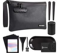 OZCHIN Bolsa a prueba de olores con organizador de certificados con cerradura de combinación, 25,4 x 17,8 cm, gran juego de regalo ideal de piel sintética con cerradura para hombres y mujeres, bolsa