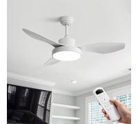 OZEANOS Ventilador de Techo con Luz, 120cm 47" Lámpara Ventilador Silencioso, Motor DC 32W, 6 Velocidades, Mando a Distancia, LED Regulable, Reversible, Blanco para Dormitorio y Salón