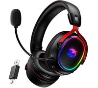 Ozeino Auriculares inalámbricos para juegos, conexión sin pérdidas de 2.4 GHz, sonido envolvente 7.1, auriculares Bluetooth para juegos con micrófono desmontable ENC con cancelación de ruido, batería