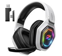 Ozeino Cascos Gaming Inalámbricos para PC/PS5/PS4, Auriculares Gaming Inalámbricos de 2,4GHz Wireless+Bluetooth, Baja Latencia Calidad de Sonido sin Pérdidas, Duración 30Hr+