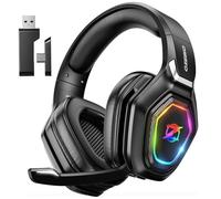 Ozeino Cascos Gaming Inalámbricos para PC/Ps5/Ps4, Auriculares Gaming Inalámbricos de 2,4GHz Wireless+Bluetooth, Baja Latencia Calidad de Sonido sin Pérdidas, Duración 30Hr+
