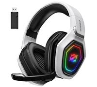 Ozeino Cascos Gaming Inalámbricos para PC/Ps5/Ps4, Auriculares Gaming Inalámbricos de 2,4GHz Wireless+Bluetooth, Baja Latencia Calidad de Sonido sin Pérdidas, Duración 30Hr+