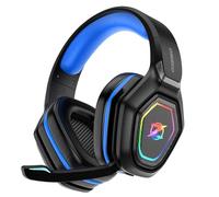 Ozeino Cascos Gaming Inalámbricos para PC/Ps5/Ps4, Auriculares Gaming Inalámbricos de 2,4GHz Wireless+Bluetooth (Azul)