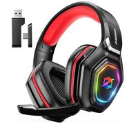 Ozeino Cascos Gaming Inalámbricos para PC/Ps5/Ps4, Auriculares Gaming Inalámbricos de 2,4GHz Wireless+Bluetooth, Baja Latencia Calidad de Sonido sin Pérdidas, Duración 30Hr+