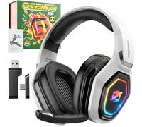 Ozeino Cascos Gaming Inalámbricos para PC/Ps5/Ps4, Auriculares Gaming Inalámbricos de 2,4GHz Wireless+Bluetooth, Baja Latencia Calidad de Sonido sin Pérdidas, Duración 30Hr+