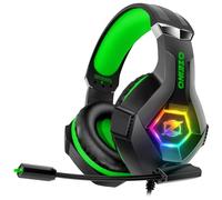 Ozeino Cascos Gaming para Ps4 Ps5 PC Xboxone, Auriculares con Micrófono, Bajos Estéreo, Control de Volumen, LED RGB