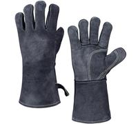 OZERO Guantes para barbacoa de cuero para proteger contra las quemaduras, talla universal (35.5cm, Gris)