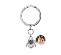 Ozinna Llaveros Personalizados Llavero Proyección Foto Regalo De Nave Espacial De Cohete Llavero De Cohete Regalo Para Futuro Astronauta/Familia/Amante,Silver