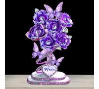 Ozinna Placa acrílica con diseño de flor con efecto 3D con nombre del niño, placa acrílica personalizada con forma de madre personalizada, regalo de jardín para mamá, abuela en cumpleaños del día de