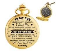 Ozinna Reloj de bolsillo personalizado para mi hijo con cadena, relojes de bolsillo para hombre con mensaje significativo, recuerdo de graduación, día del padre, Navidad, regalos de cumpleaños para