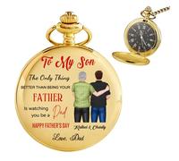 Ozinna Reloj de bolsillo personalizado para mi hijo con cadena, relojes de bolsillo para hombre con mensaje significativo, recuerdo de graduación, día del padre, Navidad, regalos de cumpleaños para