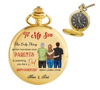 Ozinna Reloj de bolsillo personalizado para mi hijo con cadena, relojes de bolsillo para hombre con mensaje significativo, recuerdo de graduación, día del padre, Navidad, regalos de cumpleaños para