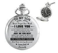 Ozinna Reloj de bolsillo personalizado para mi hijo con cadena, relojes de bolsillo para hombre con mensaje significativo, recuerdo de graduación, día del padre, Navidad, regalos de cumpleaños para