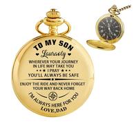Ozinna Reloj de bolsillo personalizado para mi hijo con cadena, relojes de bolsillo para hombre con mensaje significativo, recuerdo de graduación, día del padre, Navidad, regalos de cumpleaños para