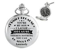 Ozinna Reloj de bolsillo personalizado para mi hijo con cadena, relojes de bolsillo para hombre con mensaje significativo, recuerdo de graduación, día del padre, Navidad, regalos de cumpleaños para