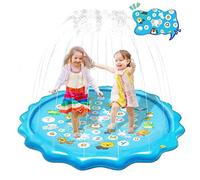 Oziral Alfombra de juegos de agua en forma de flor - Aspersor de agua azul y almohadilla para niños y perros, juguete inflable de jardín de 170 cm con fuentes de spray