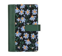 OZLCUA Cuaderno en blanco con estampado de margaritas, diario literario bordado hecho a mano, planificador anilla cubierto tela, 1 ud(Green)