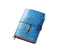 OZLCUA Diario Vintage con cubierta de flores, cuaderno hecho a mano, diario viaje artesanal, oficina, A5, libro papel en blanco(Blue passport)