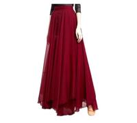 OZLCUA Gran Falda Swing Falda de Baile lírico for Mujer, de Gasa Transparente, con Lazo en la Cintura, con Vuelo Amplio, Larga, Cruzada, for Festivales de Baile Falda Dance Swing(Claret)