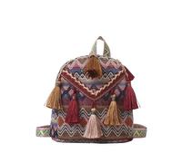 OZLCUA Mochila con borlas bordadas for damas, tribus de colores, 1 bolsa pequeña for regalo(PURPLE)